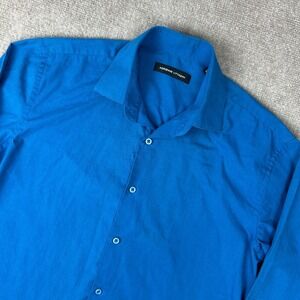 Adrienne Vittadini Dress Shirt Mens Small 14-14.5 32/33 Blue Cotton Office Wear